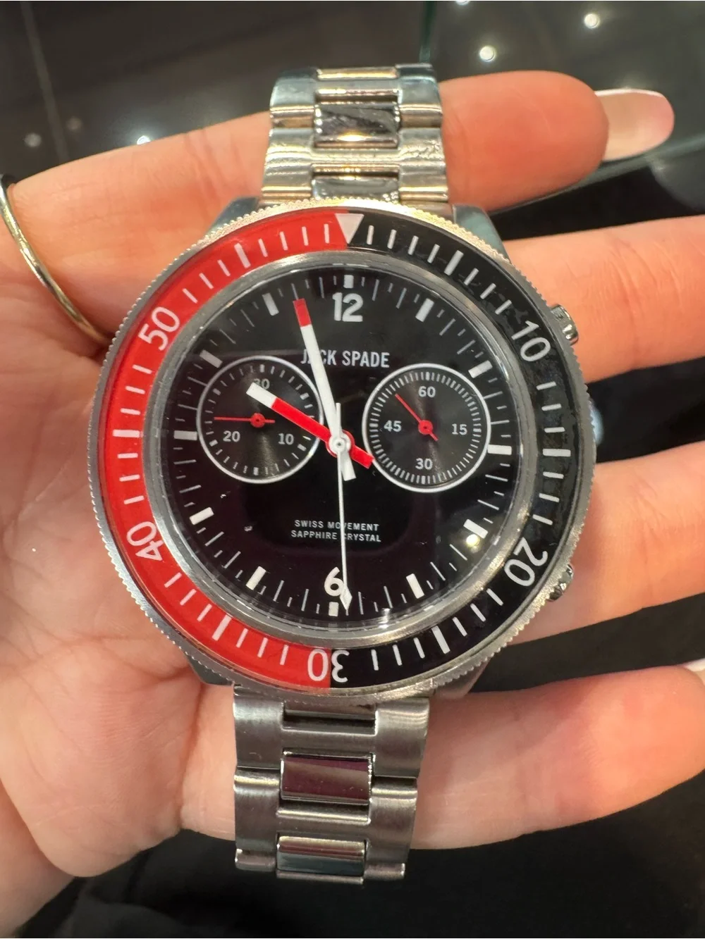 Jack Spade Swiss Movement Chronograph Men's Watch Red/Black Bezel